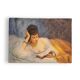Young woman lying reading oil on panel