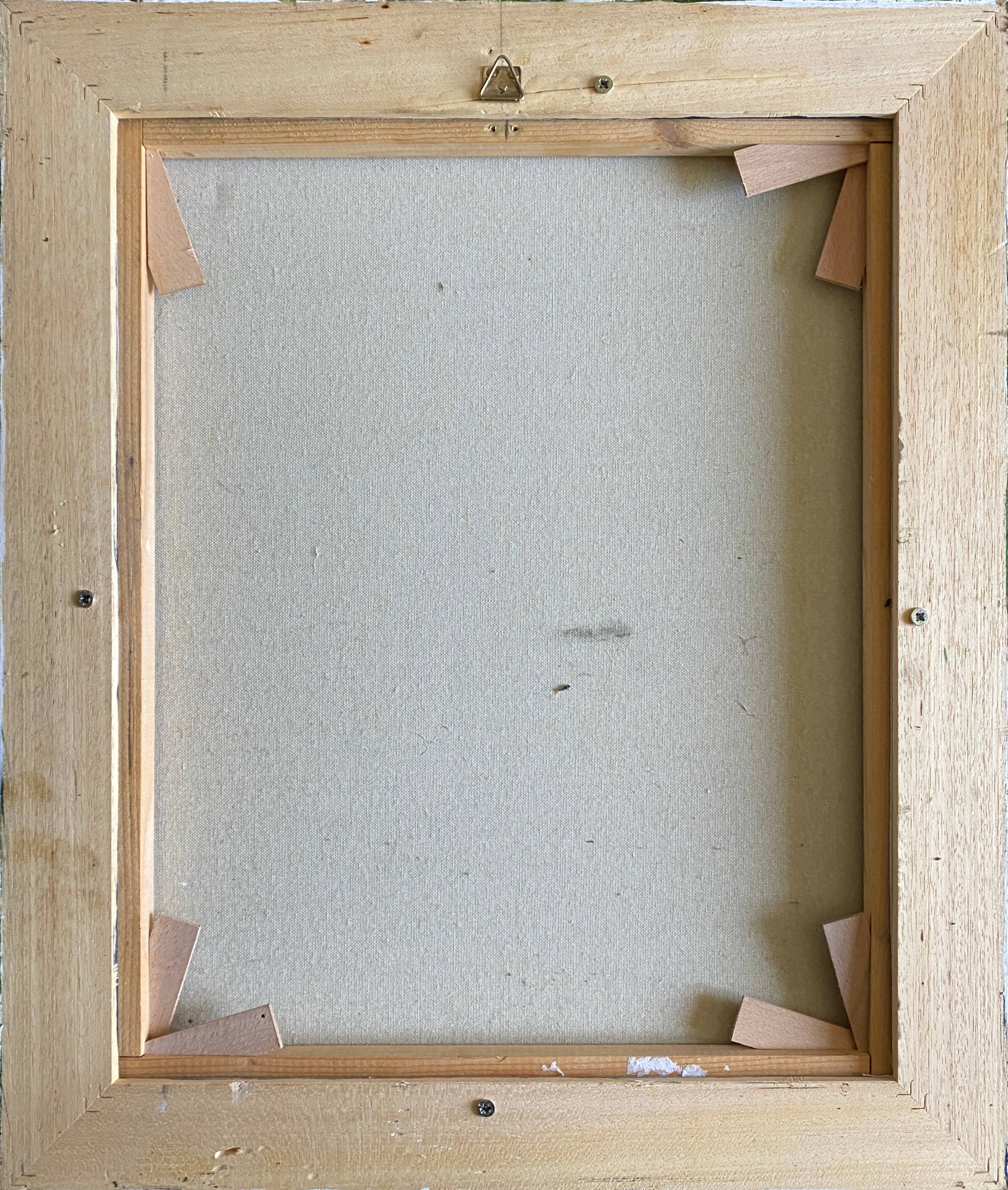 HST painting "Landscape with wooded river" - signed Valena XX° + frame