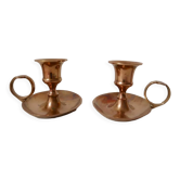 Set of 2 brass cellar rat candlesticks