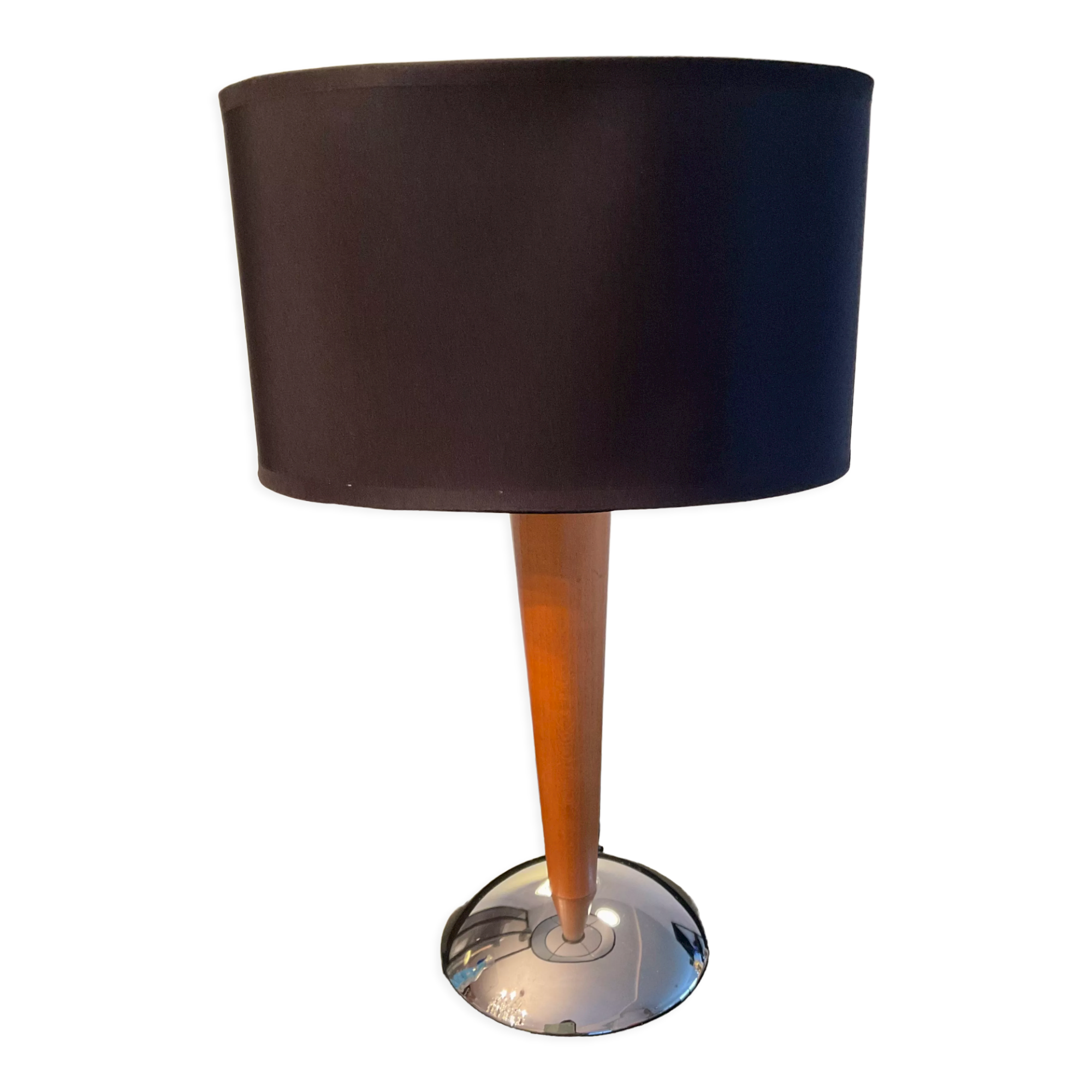 Scandinavian wood and metal lamp chrom from the 70s-80s
