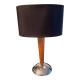 Scandinavian wood and metal lamp chrom from the 70s-80s