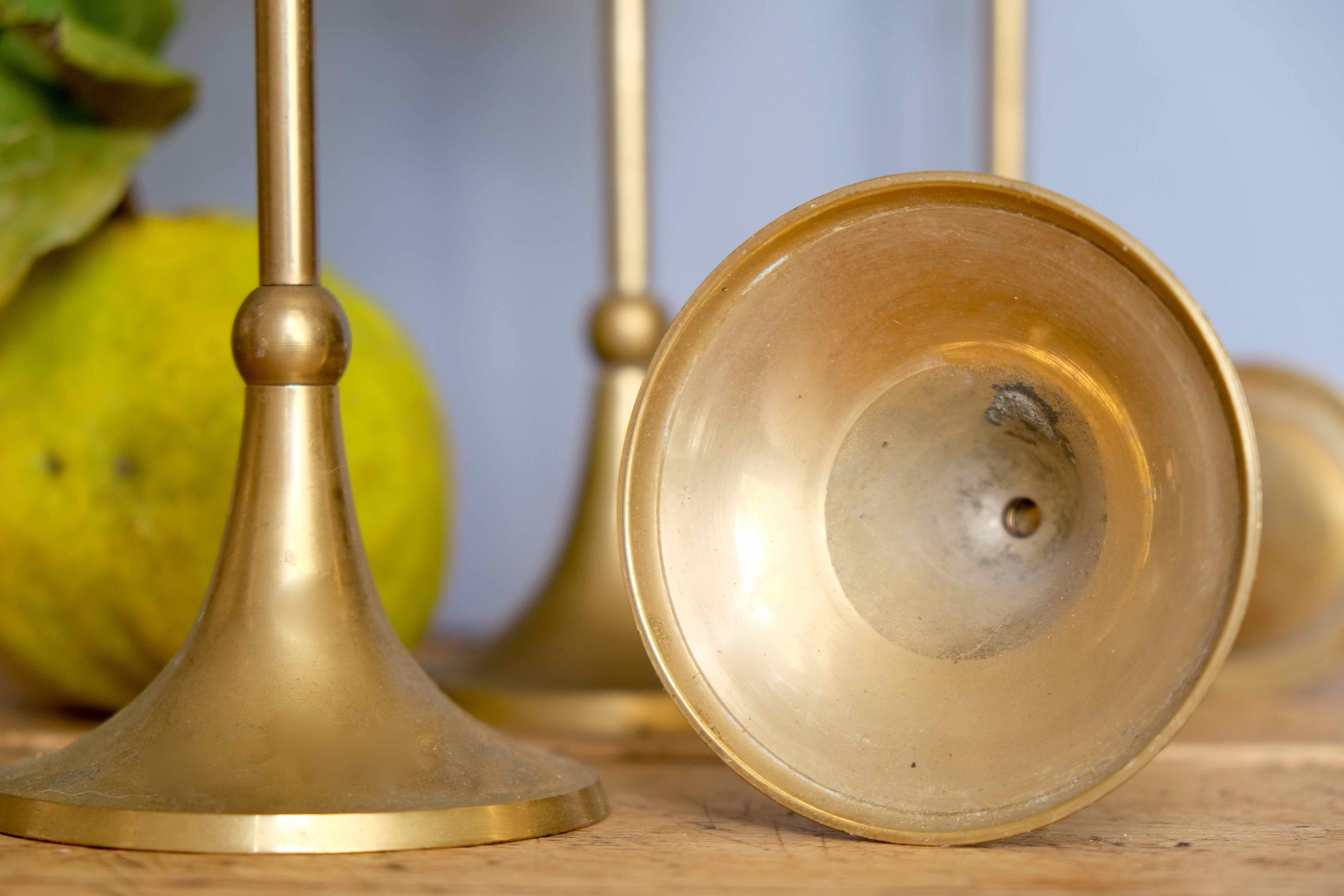 Set of 4 massive brass candlestick vintage