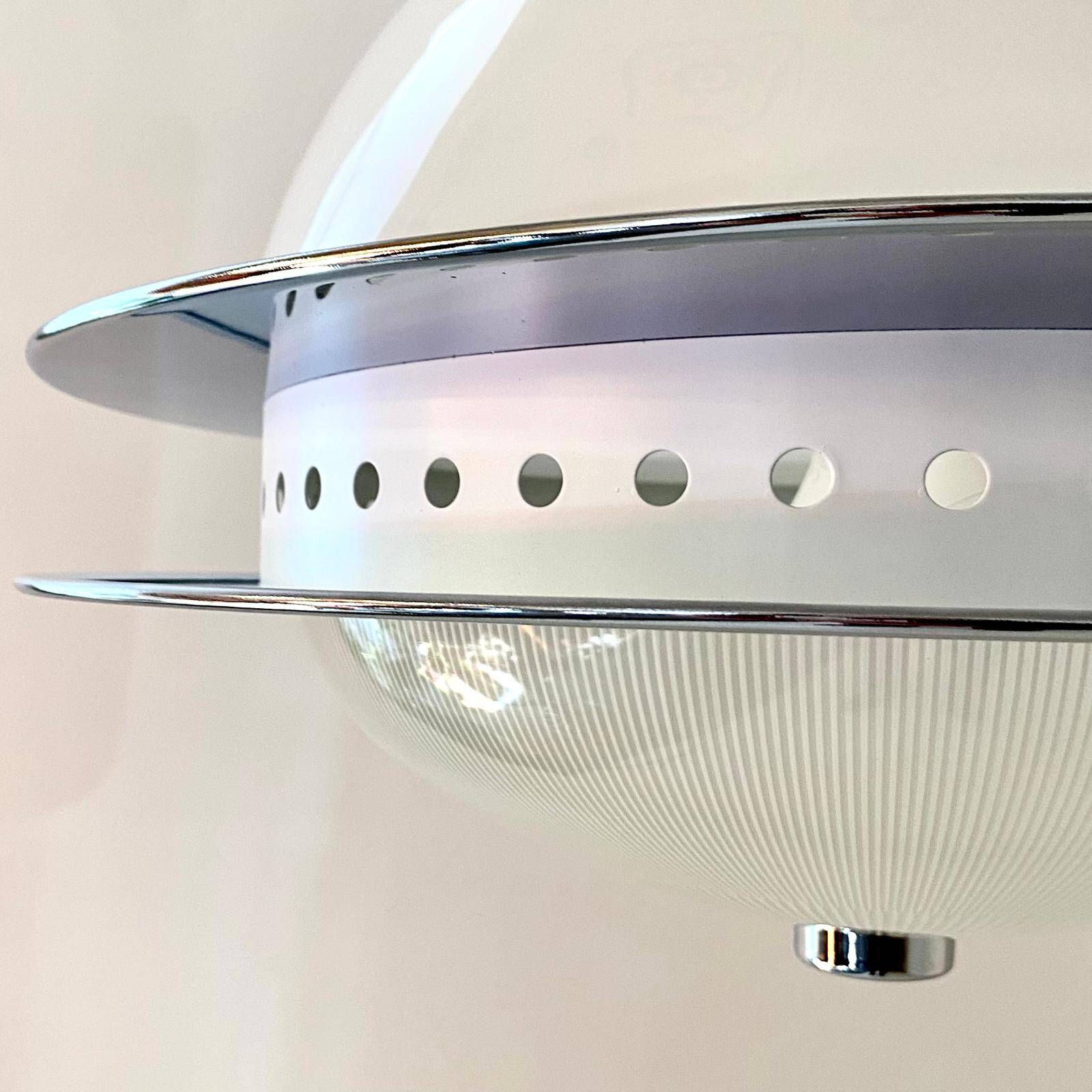 Space Age Design Pendant in Glass, Crystal and Metal