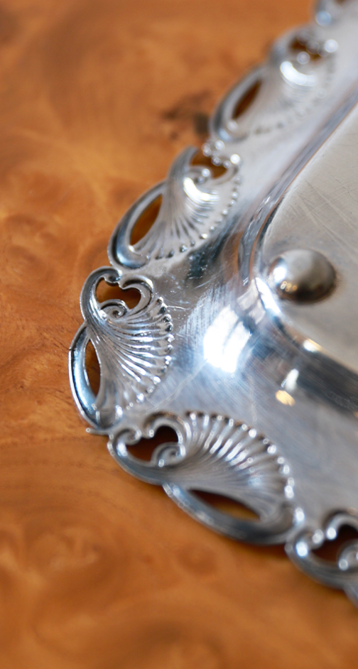 Silver-plated metal tray