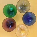 Suite of 5 Italian champagne glasses 1960
