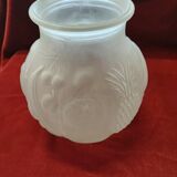 Molded glass vase decorated with fruit