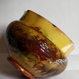 Old provencal pot cover in glazed terracotta