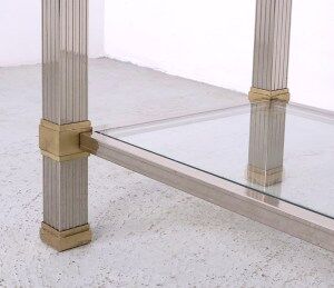 Table console vintage en verre et métal par Pierre Vandel, années 1970