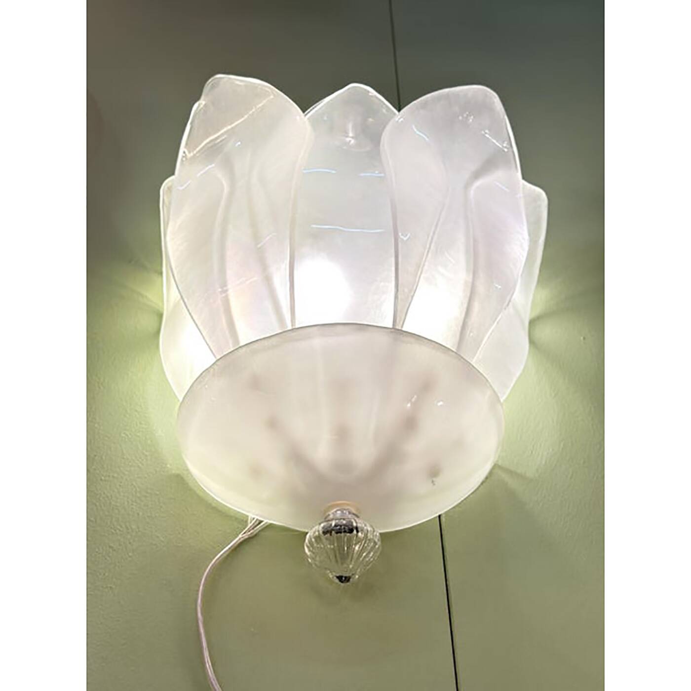 Contemporary Venetian Sanded Murano Glass Floreal Wall Sconces-Set of Two