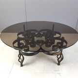 Table basse brutaliste en fer forgé des années 1970