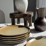 Set of 6 stoneware plates Village France D24