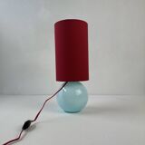 Ancienne lampe vintage en opaline bleu