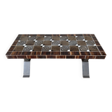 Table basse faïence et fer forgé mid century