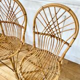 4 vintage rattan chairs