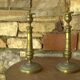 Pair of French neoclassical brass candlesticks, 19th century, 12x29cm