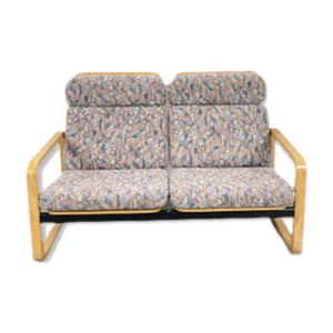 Vintage sofa with fabric and wooden