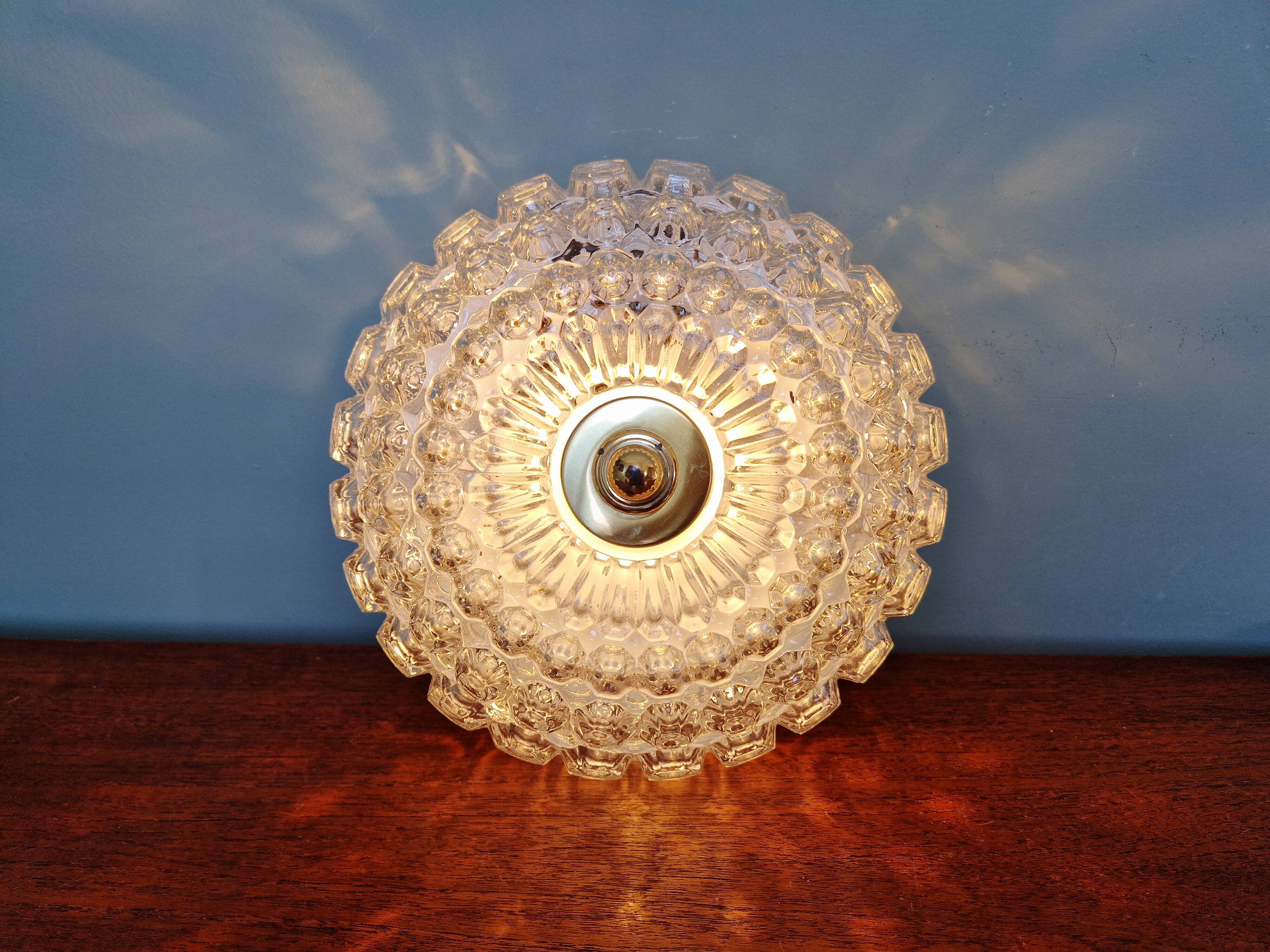 Pair of transparent honeycomb glass ceiling lights, Limburg, 1970