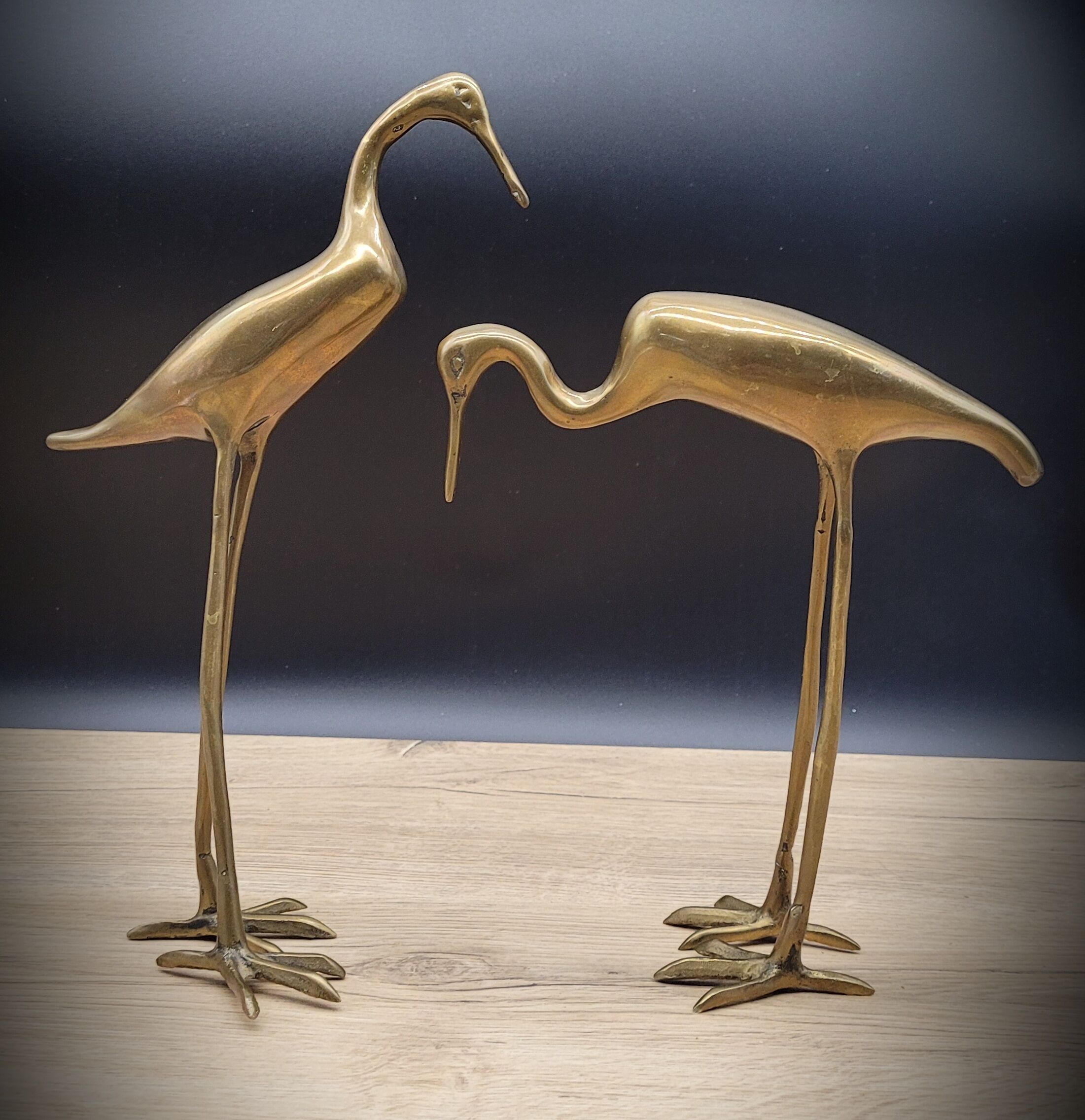 Duo brass herons