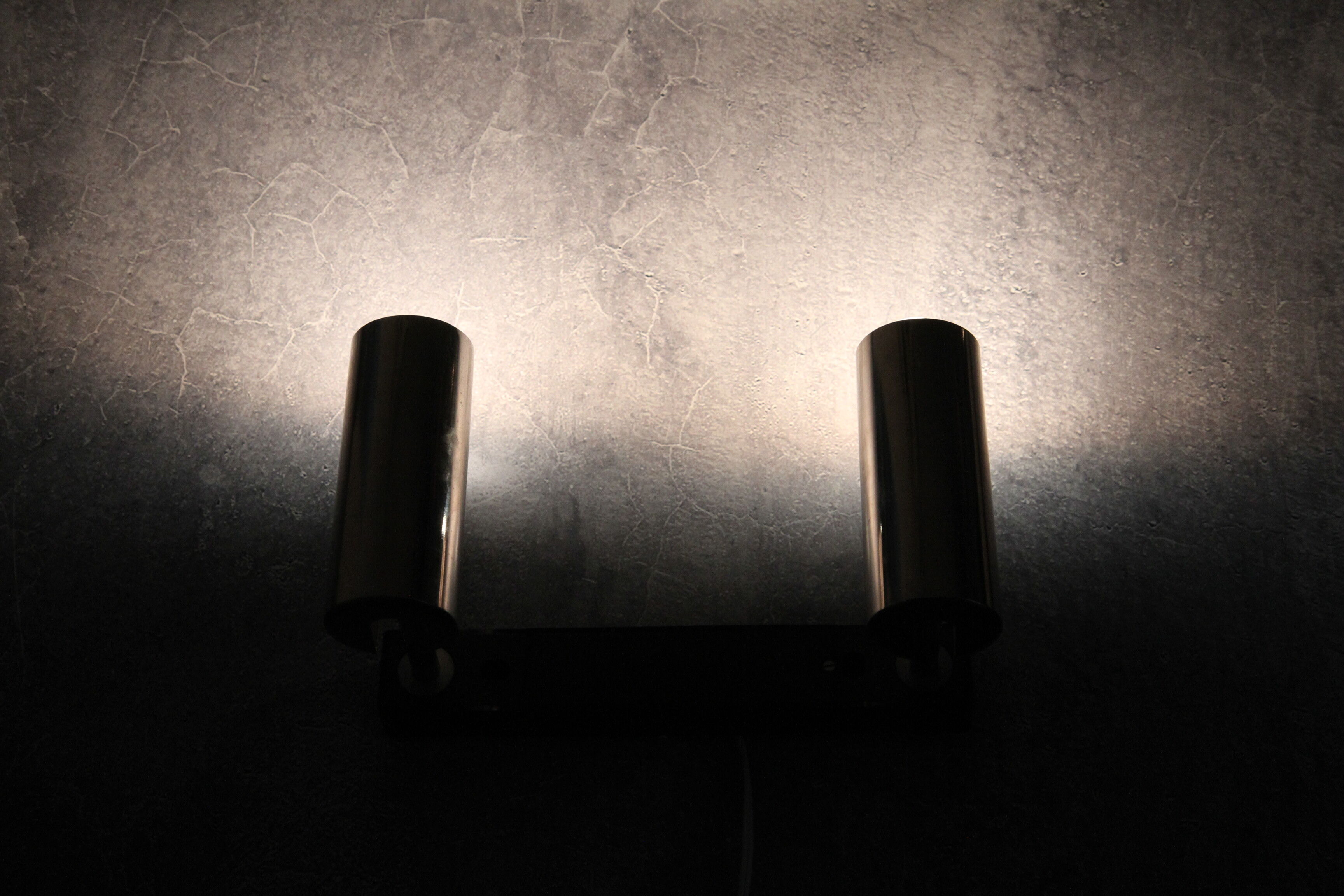 Wall sconce with two chrome lights from the 70s