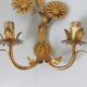 Series of 3 flower appliques "sunflowers" in 70s gold metal
