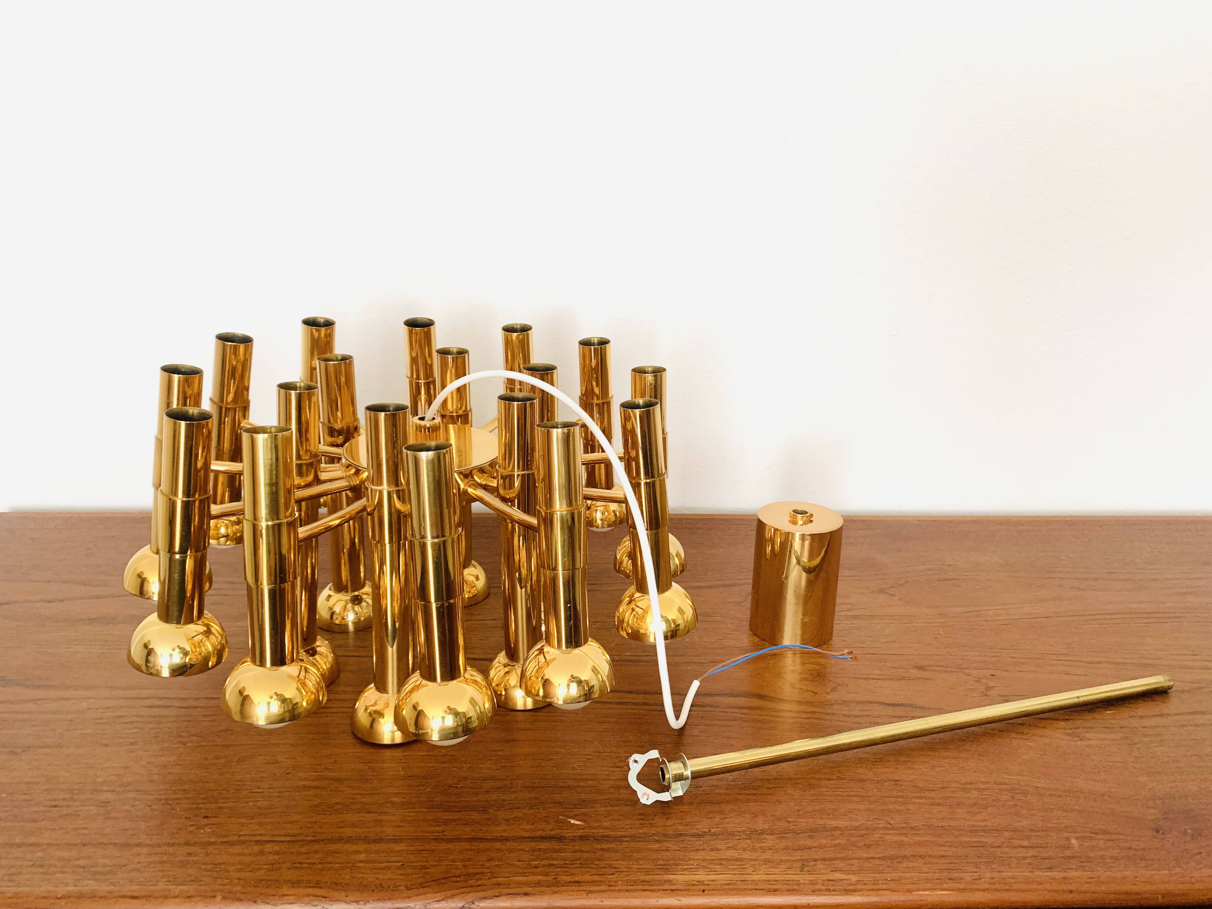 Brass Chandelier by Gaetano Sciolari