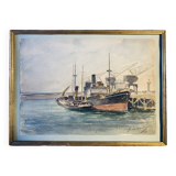 Old painting, navy, signed and dated 1931