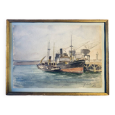 Old painting, navy, signed and dated 1931