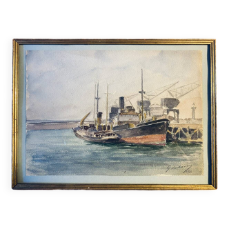 Old painting, navy, signed and dated 1931