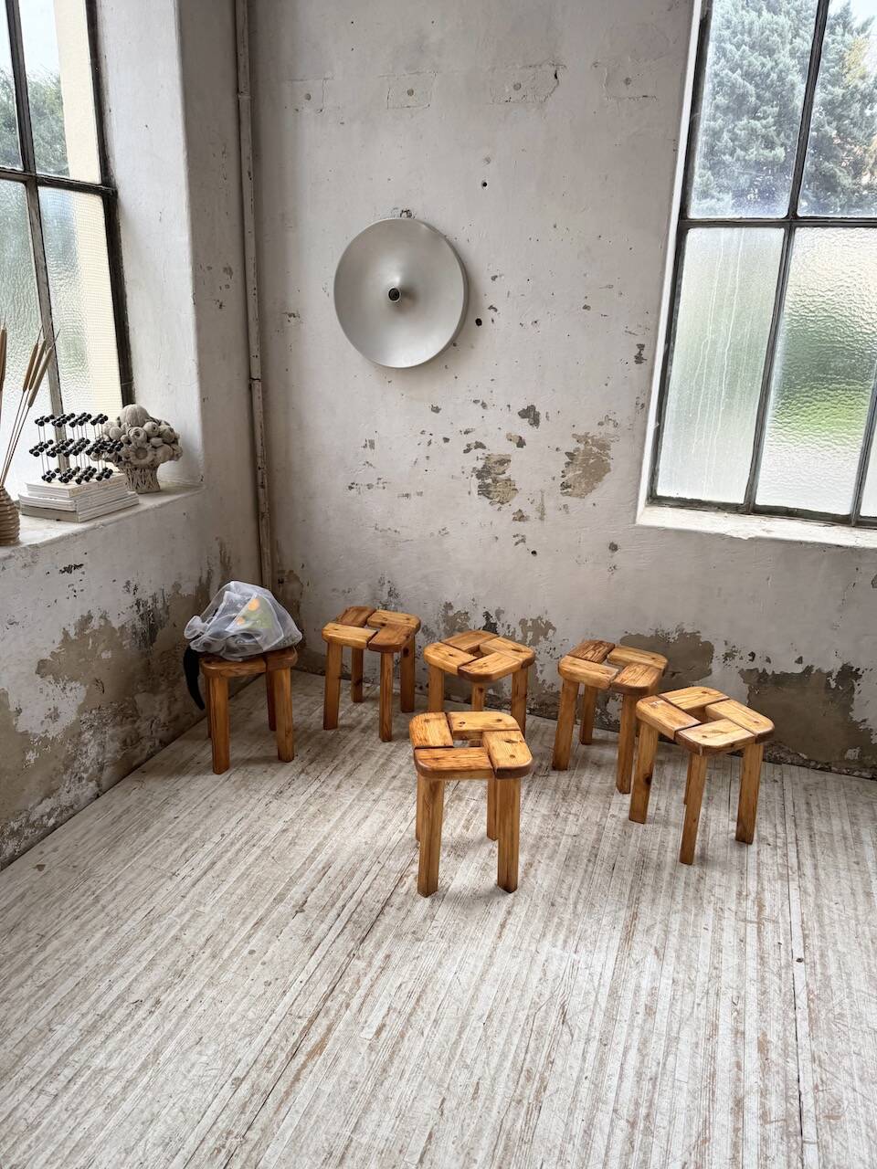 Set of 6 Olof Ottelin stools, Finland 1950.