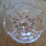 Crystal footed bowl - heart and flower
