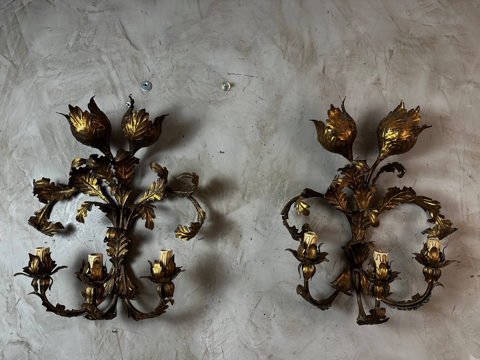 Pair of brass wall lights