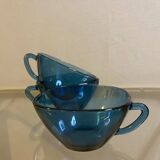 Tasse à café bleues transparentes 70s