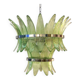 Contemporary Green “Palmette” Murano Glass Belt Chandelier
