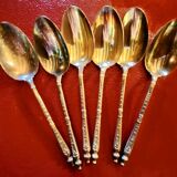 6 small antique silver-gilt spoons