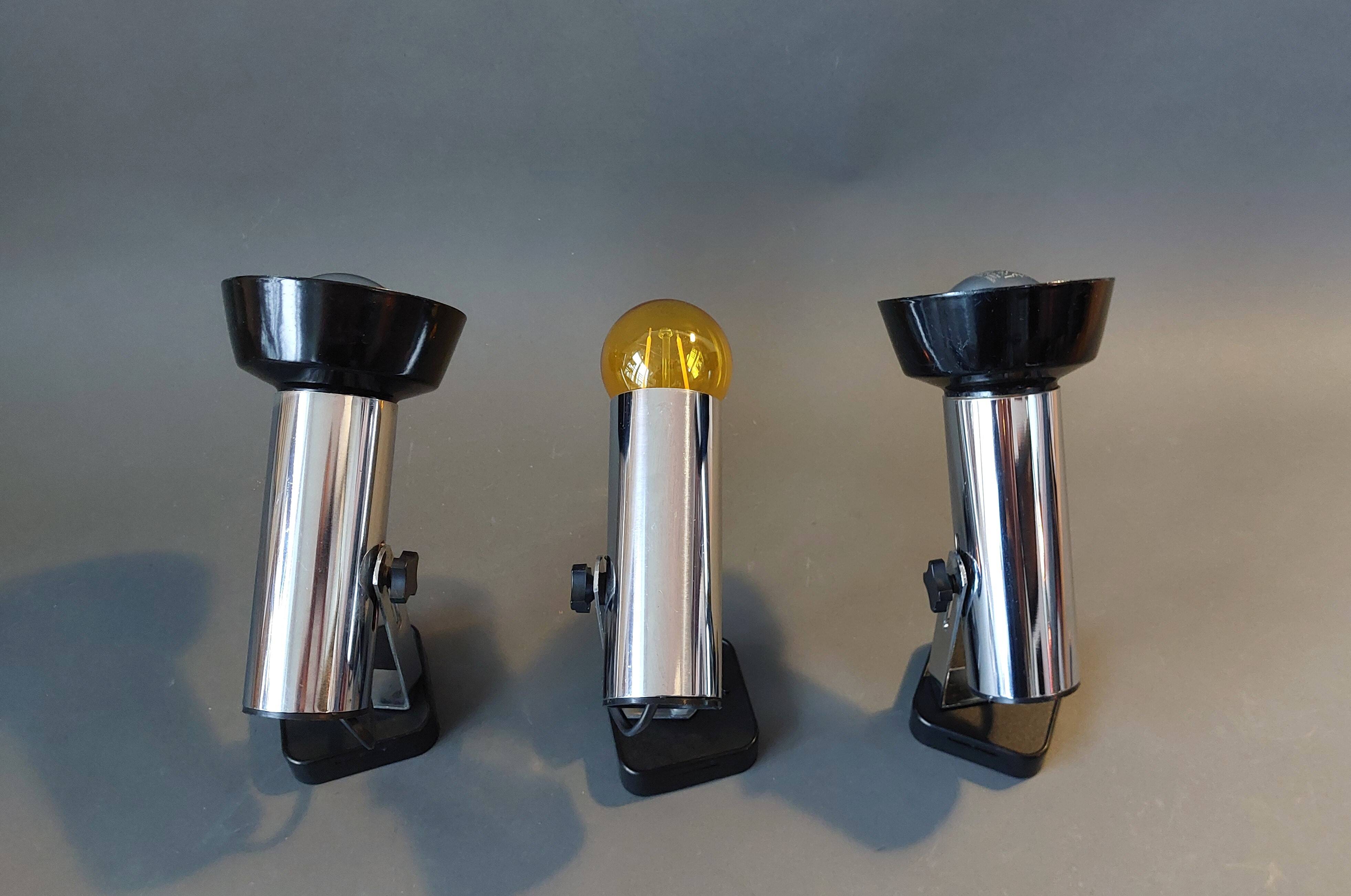 Series of 3 Targetti Sankey 1970 chrome wall lights.