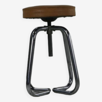 Mid-century design height adjustable tubular frame stool