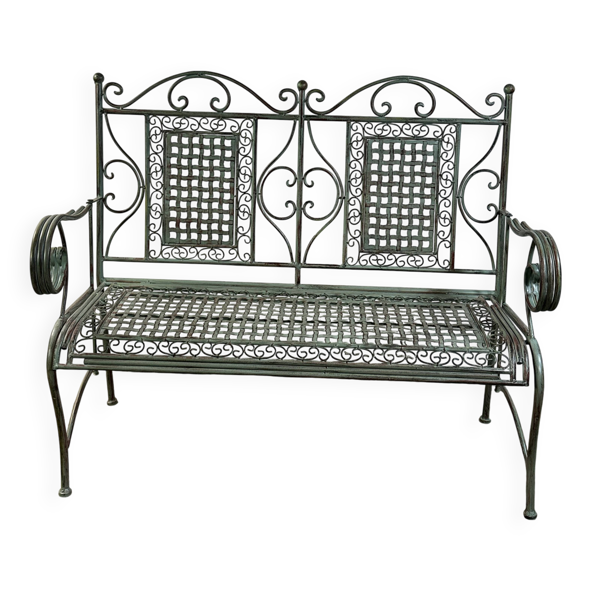 Folding iron garden bench