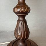 Rustic carved wood table lamp
