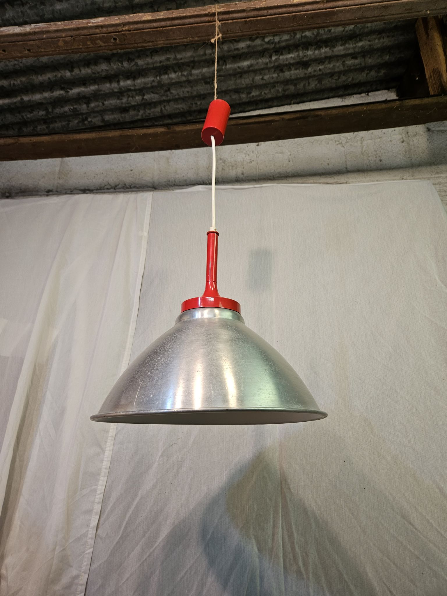 80s brushed aluminum pendant light