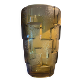 Vase from the 30s/40s with tiered smoked glass, beautiful strusturation and light catchment