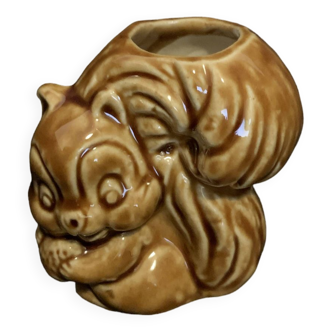 5cm ceramic toothpick pot 1970 hazelnut squirrel old vintage decorative