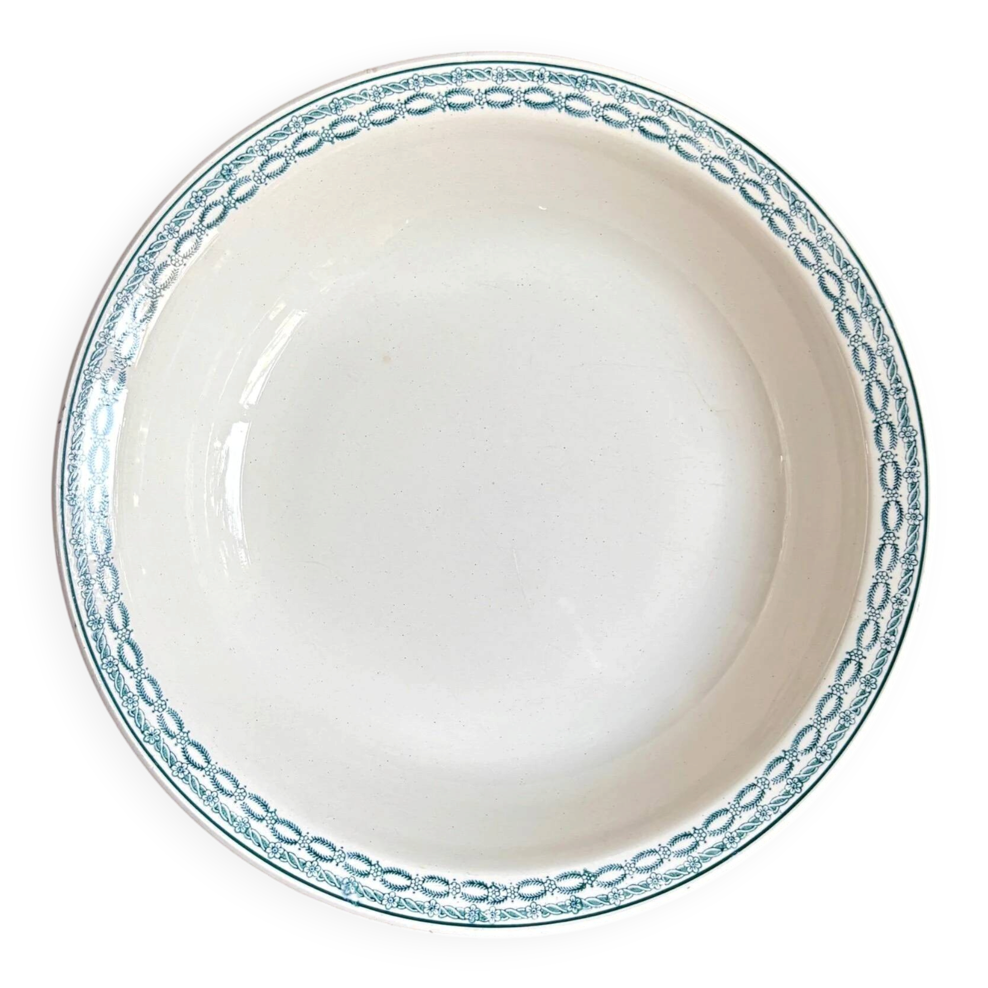 Shallow round plate St Amand in blue ironstone