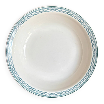 Plat rond creux St Amand en terre de fer bleue