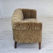 1960s, 3-seater Danish sofa, green furniture velour, ash wood legs.