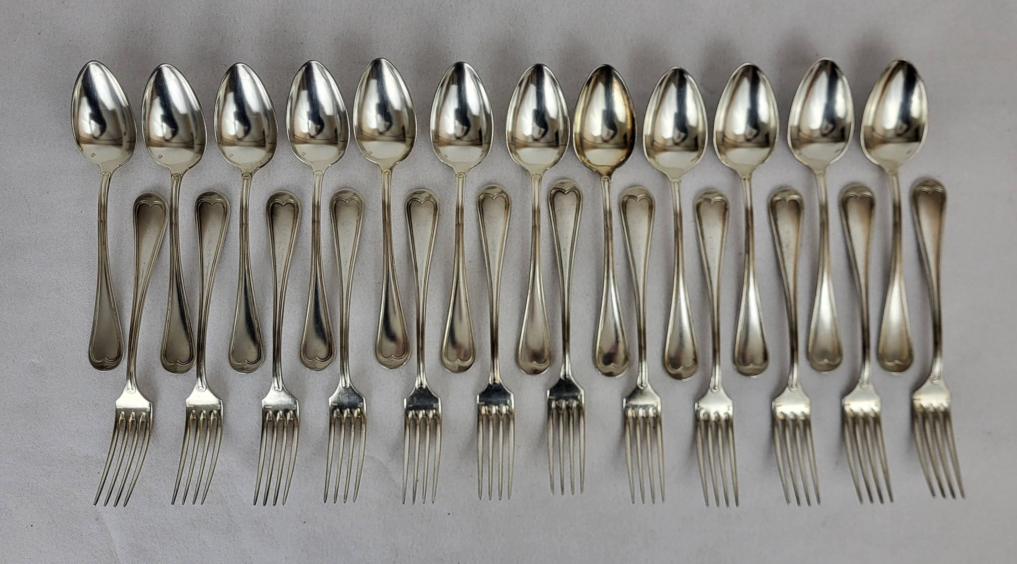 Cutlery set / 24-piece service in silver-plated metal Apollo
