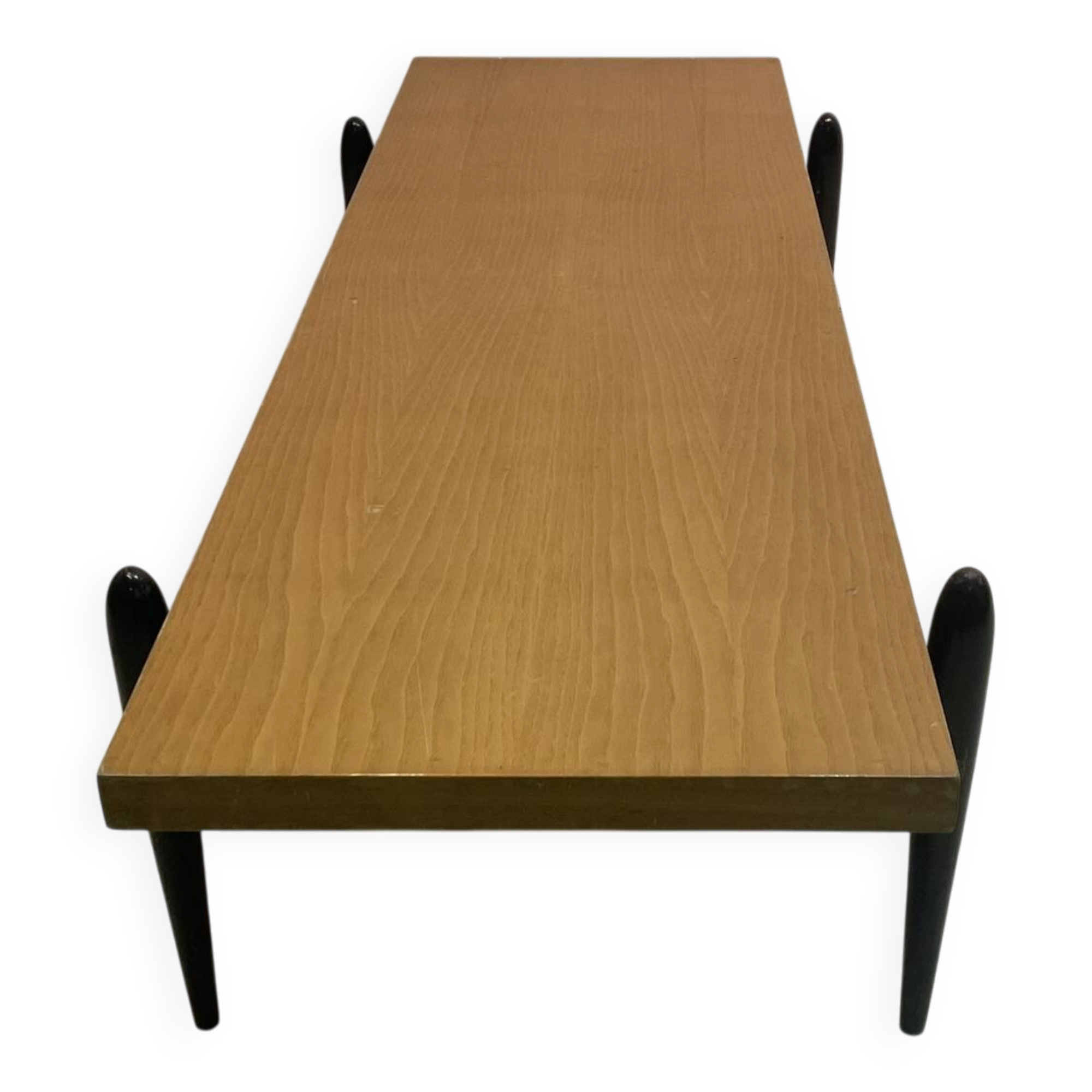 Large 1950s modernist coffee table – sculptural black base