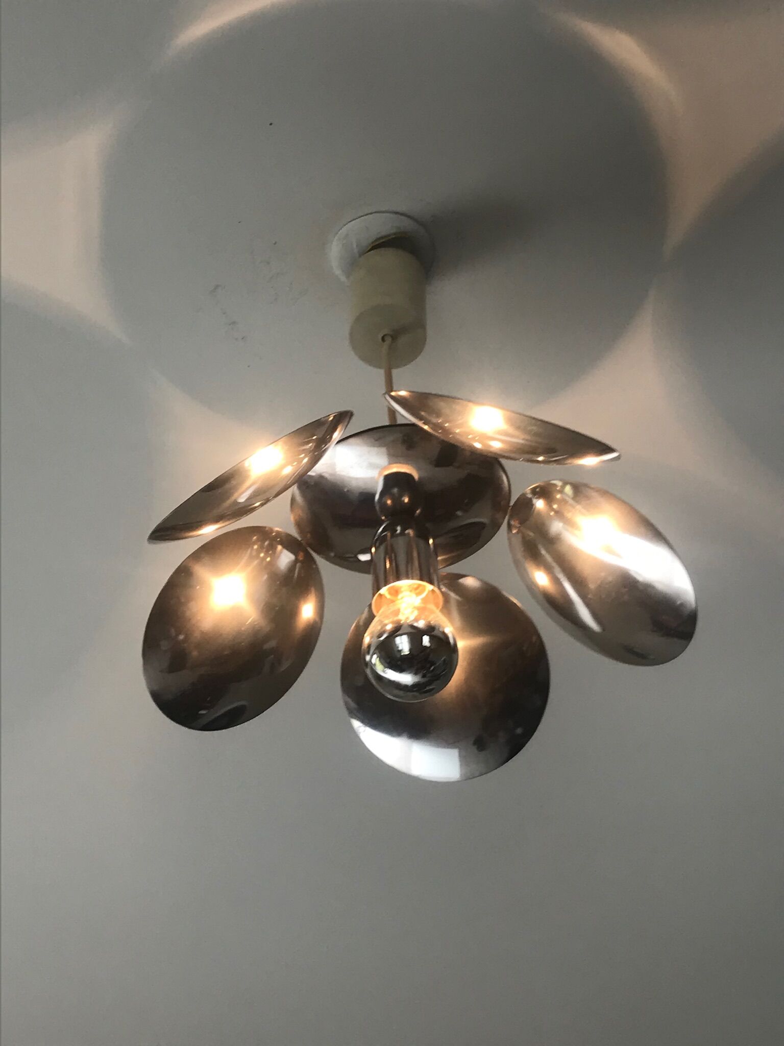 Flower chrome metal pendant 70s