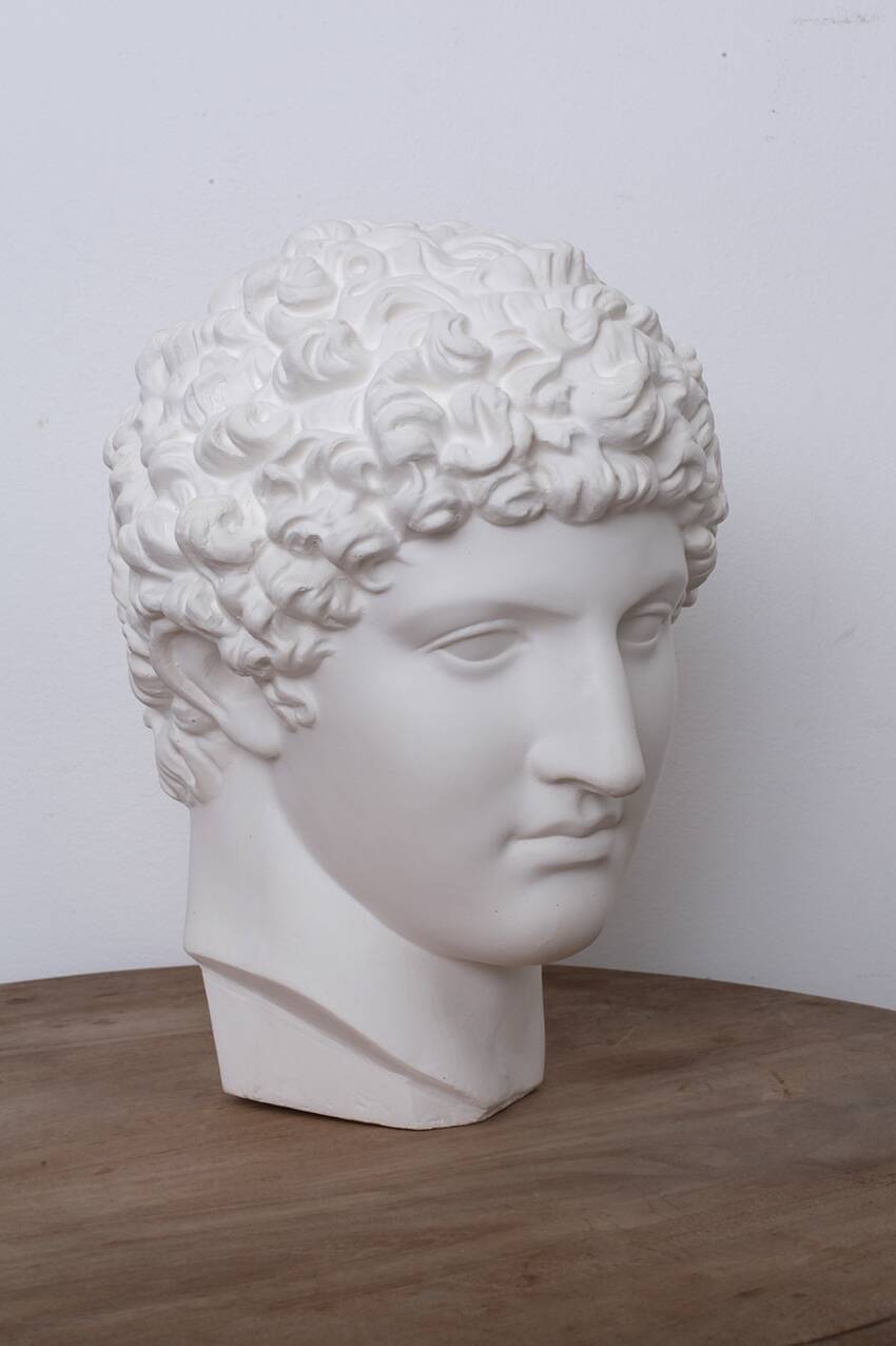 Greek head in waxed white plaster