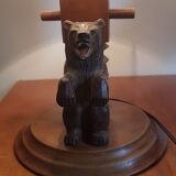 Wooden bear lamp
