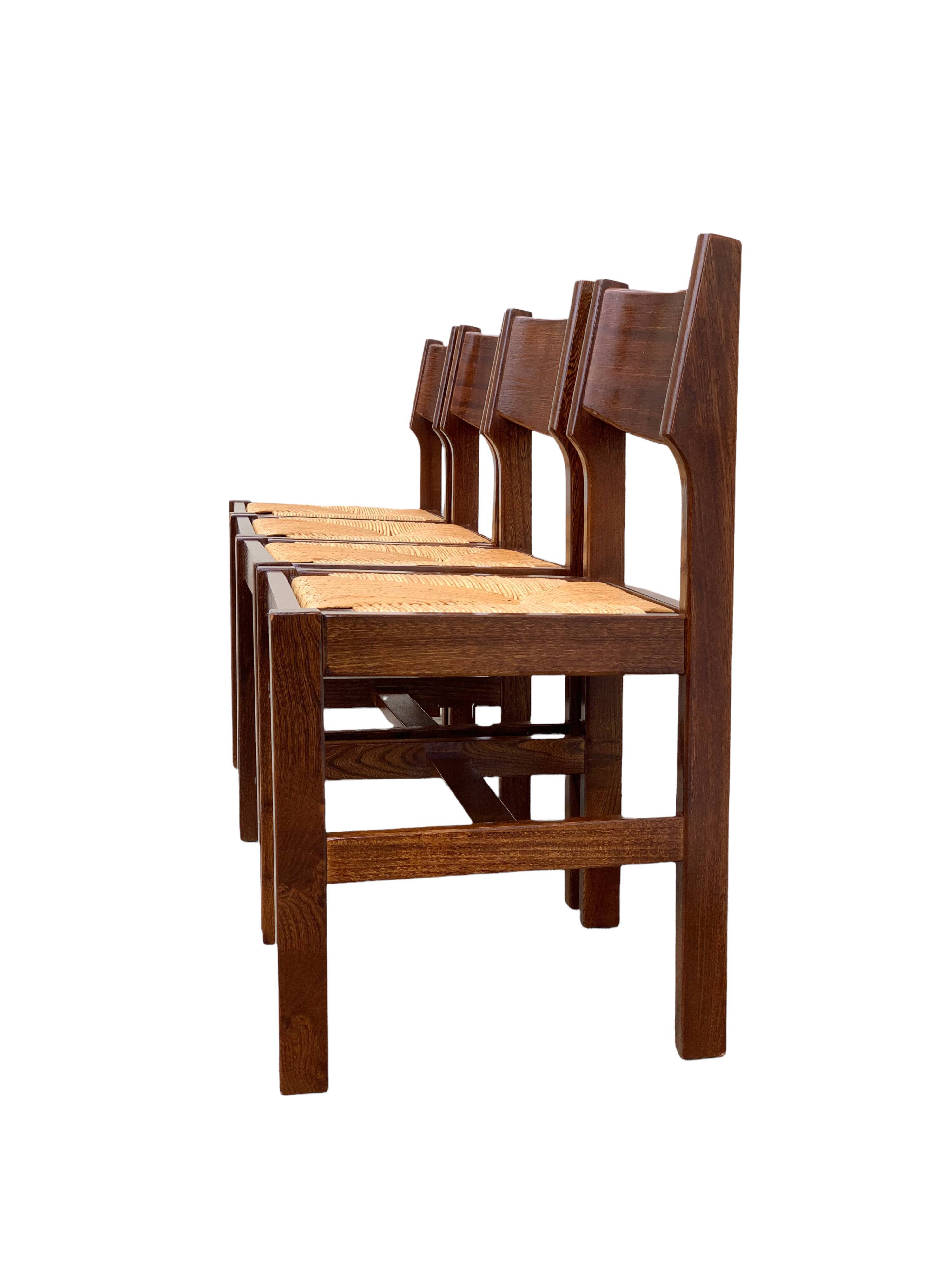 Mulched chairs in vintage solid elm 1960